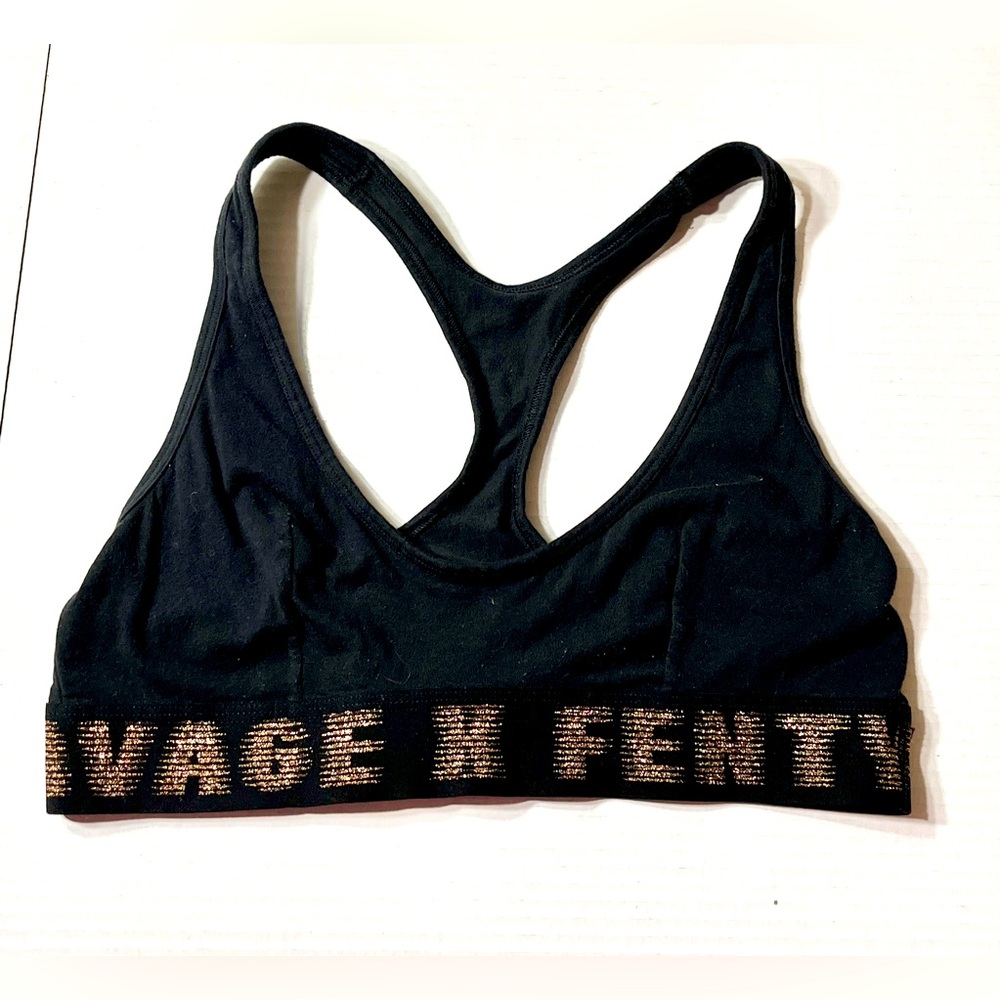 Savage X Fenty Sports Bra Women’s 12-14 Black Sheer Sparkle Sportswear Coquette